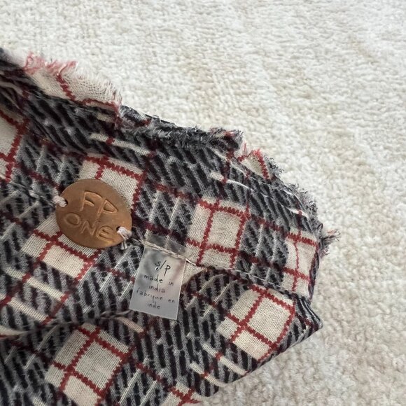 NWOT Free People One Cotton Long Sleeve Button Up Plaid Blouse Top S - Picture 2 of 11